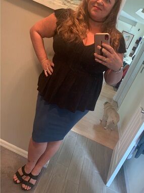 Torrid Black Fitted Ruffled Blouse